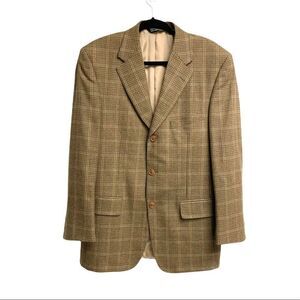 SAMUELSHON Wool Button Front Blazer Brown Tan 39R